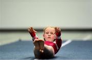 26 May 2019; Clodagh Kelly representing Cootehill, Bunnoe, Kill and Drumgear, Co. Cavan, competing in the Gymnastics Under 9 Girls event during Day 2 of the Aldi Community Games May Festival, which saw over 3,500 children take part in a fun-filled weekend at University of Limerick. Photo by Harry Murphy/Sportsfile
