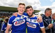 26 May 2019; Evan O'Carroll, left, and Daniel O'Reilly of Laois after the GAA Football Senior Championship Quarter-Final match between Westmeath and Laois at Bord na Mona O’Connor Park in Tullamore, Offaly. Photo by Ray McManus/Sportsfile