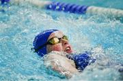26 May 2019; Ella Fogarty of Clonea -Rathgormack, Co Waterford, competing in the Backstroke U14 event during Day 2 of the Aldi Community Games May Festival, which saw over 3,500 children take part in a fun-filled weekend at University of Limerick. Photo by Piaras Ó Mídheach/Sportsfile