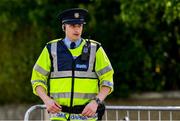 26 May 2019; Garda Darren Gallagher, who scored 2 goals and 22 points for his native Longford during 7 Allianz League games in 2019, on duty outside the Midland Regional Hospital, some 400 meters from the ground, ahead of the GAA Football Senior Championship Quarter-Final match between Longford and Kildare at Bord na Mona O’Connor Park in Tullamore, Offaly. Photo by Ray McManus/Sportsfile