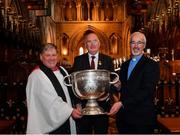 26 May 2019; In attendance at a Ecumenical Service celebrating contribution to the GAA of all faiths at St Patrick's Cathedral in Dublin, are, from left, William Morton, Dean of St Patrick's Cathedral, Uachtaráin Cumann Lúthchleas Gael John Horan, and Rev Cliff Jeffers, Rector of St Patrick's Cathedral. Photo by Ramsey Cardy/Sportsfile