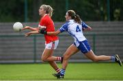 26 May 2019; Maire O'Callaghan of Cork in action against Rebecca Casey of Waterford during the TG4 Munster Ladies Senior Football Championship Round 2 match between Cork and Waterford at Cork Institute of Technology in Cork. Photo by Eóin Noonan/Sportsfile