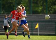 26 May 2019; Orla Finn of Cork in action against Roisin Tobin of Waterford during the TG4 Munster Ladies Senior Football Championship Round 2 match between Cork and Waterford at Cork Institute of Technology in Cork. Photo by Eóin Noonan/Sportsfile