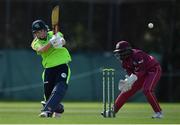 5 May 2019; Kim Garth of Ireland hits a single during the T20 International between Ireland and West Indies at the YMCA Cricket Ground, Ballsbridge, Dublin.  Photo by Brendan Moran/Sportsfile
