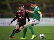 27 May 2019; Robbie McCourt of Bohemians in action against Garry Buckley  of Cork City during the EA Sports Cup Quarter-Final match between Bohemians and Cork City at Dalymount Park in Dublin. Photo by Harry Murphy/Sportsfile
