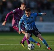 27 May 2019; Gary O'Neill of UCD in action against Daniel Kelly of Dundalk during the EA Sports Cup Quarter-Final match between Dundalk and UCD at Oriel Park in Dundalk, Louth. Photo by Oliver McVeigh/Sportsfile