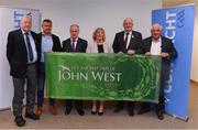 27 May 2019; Attendees, from left, Gerry McGovern, Connacht GAA President, Peter Rooney of John West, Liam McDonagh, Connacht LGFA President, Marie Hickey, President, LGFA, Uachtarán Chumann Lúthchleas Gael John Horan, and Brendy Brien, Chair of the National Féile at the John West Féile na Peil Regional Launch at the Connacht Centre of Excellence, Co. Mayo. Photo by Piaras Ó Mídheach/Sportsfile