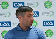 27 May 2019; Roscommon footballer Cathal Cregg speaking at the John West Féile na Peil Regional Launch at Connacht Centre of Excellence, Co. Mayo. Photo by Piaras Ó Mídheach/Sportsfile