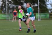 27 May 2019; Sarah McDonnell of Claremorris, Co Mayo, right, during a ladies football blitz at the John West Féile na Peil Regional Launch at Connacht Centre of Excellence, Co. Mayo. Photo by Piaras Ó Mídheach/Sportsfile