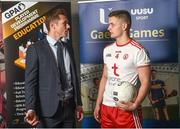 28 May 2019; GPA CEO Paul Flynn, left, and Ulster University and Tyrone footballer Michael McKernan at the GPA UUJ Scholarship Launch at Ulster University's Jordanstown Campus in Newtownabbey, Co. Antrim. Photo by Oliver McVeigh/Sportsfile