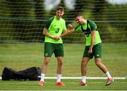 28 May 2019; Conor Masterson, left, with Zach Elbouzebi during a Republic of Ireland U21's training session at Johnstown House Hotel in Enfield, Co Meath. Photo by Eóin Noonan/Sportsfile