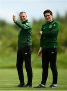 28 May 2019; Republic of Ireland assistant coaches Jim Crawford, left, and Keith Andrews, right, during a Republic of Ireland U21's training session at Johnstown House Hotel in Enfield, Co Meath. Photo by Eóin Noonan/Sportsfile