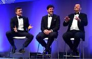 28 May 2019; Brian O'Driscoll, left, Shane Horgan, centre, and Michael Cheika during the Leinster Rugby Champions of 2009 Gala Dinner, proudly supported by Bank of Ireland. The Gala Dinner was held in celebration of Leinster Rugby’s first ever Heineken Cup triumph in 2009 when they beat Leicester Tigers 16-19 in the Final in Murrayfield. The squad and coaches from 2009, were celebrated at a Gala Dinner at the RDS, proudly supported by Bank of Ireland and in association with Diageo, InterContinental Dublin and Off The Ball.com. Photo by Ramsey Cardy/Sportsfile
