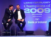 28 May 2019; Shane Horgan, left, and Michael Cheika during the Leinster Rugby Champions of 2009 Gala Dinner, proudly supported by Bank of Ireland. The Gala Dinner was held in celebration of Leinster Rugby’s first ever Heineken Cup triumph in 2009 when they beat Leicester Tigers 16-19 in the Final in Murrayfield. The squad and coaches from 2009, were celebrated at a Gala Dinner at the RDS, proudly supported by Bank of Ireland and in association with Diageo, InterContinental Dublin and Off The Ball.com. Photo by Ramsey Cardy/Sportsfile