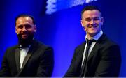 28 May 2019; Isa Nacewa, left, and Jonathan Sexton during the Leinster Rugby Champions of 2009 Gala Dinner, proudly supported by Bank of Ireland. The Gala Dinner was held in celebration of Leinster Rugby’s first ever Heineken Cup triumph in 2009 when they beat Leicester Tigers 16-19 in the Final in Murrayfield. The squad and coaches from 2009, were celebrated at a Gala Dinner at the RDS, proudly supported by Bank of Ireland and in association with Diageo, InterContinental Dublin and Off The Ball.com. Photo by Ramsey Cardy/Sportsfile