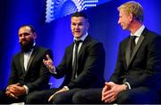 28 May 2019; Isa Nacewa, left, Jonathan Sexton, centre, and Leo Cullen during the Leinster Rugby Champions of 2009 Gala Dinner, proudly supported by Bank of Ireland. The Gala Dinner was held in celebration of Leinster Rugby’s first ever Heineken Cup triumph in 2009 when they beat Leicester Tigers 16-19 in the Final in Murrayfield. The squad and coaches from 2009, were celebrated at a Gala Dinner at the RDS, proudly supported by Bank of Ireland and in association with Diageo, InterContinental Dublin and Off The Ball.com. Photo by Ramsey Cardy/Sportsfile