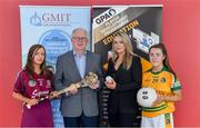 29 May 2019; In attendance at the GPA WGPA NUIG Scholarship Launch are, from left, Galway camogie player Tara Kenny, Des Foley, Acting VP OF Academic Affairs and Registrar at NUIG, Lorraine Ryan, WGPA Executive, and Leitrim ladies footballer Bronagh O'Rourke at Galway-Mayo Institute of Technology in Galway. Photo by Piaras Ó Mídheach/Sportsfile
