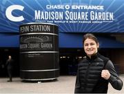 29 May 2019; Katie Taylor poses for a portrait following a press conference at Madison Square Garden ahead of her IBO, WBA, WBC & WBO unification bout with Delfine Persoon in New York, USA. Photo by Stephen McCarthy/Sportsfile