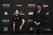 29 May 2019; Katie Taylor and promoter Eddie Hearn following a press conference at Madison Square Garden ahead of her IBO, WBA, WBC & WBO unification bout with Delfine Persoon in New York, USA. Photo by Stephen McCarthy/Sportsfile