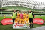29 May 2019; The SPAR FAI Primary School 5s National Finals took place in AVIVA Stadium on Wednesday, May 29, where former Republic of Ireland International Keith Andrews and current Republic of Ireland women's footballer, Megan Campbell were in attendance supporting as girls and boys from 13 counties battled it out for national honours. The 2019 SPAR FAI Primary School 5s Programme was the biggest yet with a record 37,448 participants from 1,696 schools taking part in county, regional and provincial blitzes nationwide. Pictured is the  Glenswilly NS team from Donegal at the Aviva Stadium in Dublin. Photo by Harry Murphy/Sportsfile