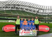 29 May 2019; The SPAR FAI Primary School 5s National Finals took place in AVIVA Stadium on Wednesday, May 29, where former Republic of Ireland International Keith Andrews and current Republic of Ireland women's footballer, Megan Campbell were in attendance supporting as girls and boys from 13 counties battled it out for national honours. The 2019 SPAR FAI Primary School 5s Programme was the biggest yet with a record 37,448 participants from 1,696 schools taking part in county, regional and provincial blitzes nationwide. Pictured is the St Fintan's team from Mayglass, Co. Wexford, at the Aviva Stadium in Dublin. Photo by Harry Murphy/Sportsfile