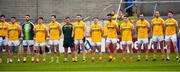 25 May 2019; The Antrim players stand for the anthem before the Ulster GAA Football Senior Championship Quarter-Final match between Antrim and Tyrone at the Athletic Grounds in Armagh. Photo by Oliver McVeigh/Sportsfile