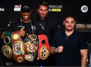 30 May 2019; Anthony Joshua, left, and Andy Ruiz Jr following a press conference, at the Beacon Theater on Broadway, ahead of their World Heavyweight title fight, on Saturday night at Madison Square Garden, in New York, USA. Photo by Stephen McCarthy/Sportsfile