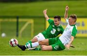 30 May 2019; Josh Cullen of Republic of Ireland in action against Jack Taylor of Republic of Ireland U21's during the Friendly match between Republic of Ireland and Republic of Ireland U21's at the FAI National Training Centre in Dublin. Photo by Harry Murphy/Sportsfile