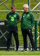 30 May 2019; Republic of Ireland manager Mick McCarthy speaks with Republic of Ireland U21's manager Stephen Kenny following the Friendly match between Republic of Ireland and Republic of Ireland U21's at the FAI National Training Centre in Dublin. Photo by Harry Murphy/Sportsfile