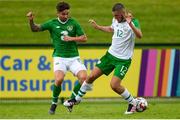30 May 2019; Sean Maguire of Republic of Ireland in action against Canice Carroll of Republic of Ireland U21's during the Friendly match between Republic of Ireland and Republic of Ireland U21's at the FAI National Training Centre in Dublin. Photo by Harry Murphy/Sportsfile