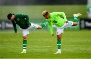 30 May 2019; Callum Robinson of Republic of Ireland, right and Scott Hogan of Republic of Ireland warm up at half-time during the Friendly match between Republic of Ireland and Republic of Ireland U21's at the FAI National Training Centre in Dublin. Photo by Harry Murphy/Sportsfile