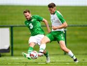 30 May 2019; Alan Judge of Republic of Ireland in action against Dara O'Shea of Republic of Ireland U21's during the Friendly match between Republic of Ireland and Republic of Ireland U21's at the FAI National Training Centre in Dublin. Photo by Harry Murphy/Sportsfile