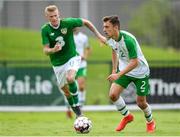 30 May 2019; Lee O'Connor of Republic of Ireland U21's in action against James McClean of Republic of Ireland during the Friendly match between Republic of Ireland and Republic of Ireland U21's at the FAI National Training Centre in Dublin. Photo by Harry Murphy/Sportsfile