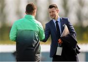 6 May 2019; RTÉ's Alan Cawley and Republic of Ireland assistant coach Kevin Doyle prior to the 2019 UEFA European Under-17 Championships Group A match between Republic of Ireland and Czech Republic at the Regional Sports Centre in Waterford. Photo by Stephen McCarthy/Sportsfile