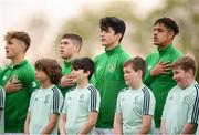 6 May 2019; Republic of Ireland players, including Anselmo Garcia McNulty, second from right, during the 2019 UEFA European Under-17 Championships Group A match between Republic of Ireland and Czech Republic at the Regional Sports Centre in Waterford. Photo by Stephen McCarthy/Sportsfile