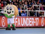 6 May 2019; Tournament mascot Barry the Bodhran during the 2019 UEFA European Under-17 Championships Group A match between Republic of Ireland and Czech Republic at the Regional Sports Centre in Waterford. Photo by Stephen McCarthy/Sportsfile