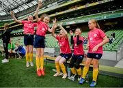 29 May 2019; Action during the game between Oughterard AFC, Co Galway, and Clonmel Town, Co Tipperary, during the Aviva Soccer Sisters Dream Camp in Aviva Stadium. Over 100 girls were given the opportunity to play on the same pitch as their international heroes. This year’s Aviva Soccer Sisters saw a 107% increase on last year’s figures, with 7,322 girls participating in this year’s Easter festival throughout the country. See aviva.ie/soccersisters or check out #SafeToDream on social media for further details. Photo by David Fitzgerald/Sportsfile