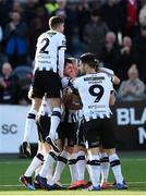 31 May 2019; Dundalk players celebrate with John Mountney of Dundalk, hidden, after scoring his side's first goal during the SSE Airtricity League Premier Division match between Dundalk and Sligo Rovers at Oriel Park in Dundalk, Louth. Photo by Oliver McVeigh/Sportsfile