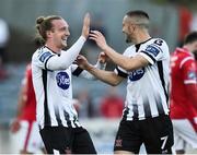 31 May 2019; John Mountney of Dundalk, left,  celebrates with Michael Duffy after scoring his sides third goal during the SSE Airtricity League Premier Division match between Dundalk and Sligo Rovers at Oriel Park in Dundalk, Louth. Photo by Oliver McVeigh/Sportsfile