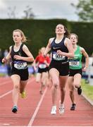1 June 2019; Erin Leavy of St Vincent’s Dundalk, Co. Louth, right, on her way to winning the Minor Girls 800m, ahead of Aoife Brown of Castleknock Community School, Co. Dublin, who was disqualified, during the Irish Life Health All-Ireland Schools Track and Field Championships in Tullamore, Co Offaly. Photo by Sam Barnes/Sportsfile