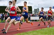 1 June 2019; Louis O'Loughlin of Moyle Park College, Co. Dublin, centre, on his way to winning the Senior Boys 800m event during the Irish Life Health All-Ireland Schools Track and Field Championships in Tullamore, Co Offaly. Photo by Sam Barnes/Sportsfile