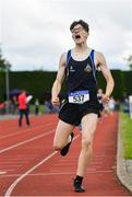 1 June 2019; Finn O'Neill of Limavady Grammer School, Co. Derry, celebrates winning the Minor Boys 800m event during the Irish Life Health All-Ireland Schools Track and Field Championships in Tullamore, Co Offaly. Photo by Sam Barnes/Sportsfile