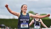 1 June 2019; Lauren Cadden of Ursuline Sligo, Co. Sligo, celebrates winning the Senior Girls 200m event during the Irish Life Health All-Ireland Schools Track and Field Championships in Tullamore, Co Offaly. Photo by Sam Barnes/Sportsfile