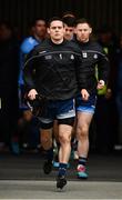 25 May 2019; Stephen Cluxton of Dublin, playing his 99th game, leads out the Dublin players ahead of the Leinster GAA Football Senior Championship Quarter-Final match between Louth and Dublin at O’Moore Park in Portlaoise, Laois. Photo by Ray McManus/Sportsfile