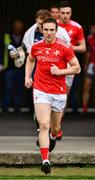 25 May 2019; Bevan Duffy of Louth leads out his team mates ahead of the Leinster GAA Football Senior Championship Quarter-Final match between Louth and Dublin at O’Moore Park in Portlaoise, Laois. Photo by Ray McManus/Sportsfile