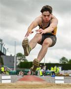 1 June 2019; Luke O'Carroll of Mercy Mount Hawk, Co. Kerry, competing in the Senior Boys Long Jump event during the Irish Life Health All-Ireland Schools Track and Field Championships in Tullamore, Co Offaly. Photo by Sam Barnes/Sportsfile