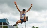 1 June 2019; Sam Ukaga of St Brigids College Loughrea, Co. Galway, competing in the Senior Boys Long Jump event during the Irish Life Health All-Ireland Schools Track and Field Championships in Tullamore, Co Offaly. Photo by Sam Barnes/Sportsfile