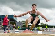 1 June 2019; Darragh Miniter of CBS Ennistymon, Co. Clare, competing in the Senior Boys Long Jump event during the Irish Life Health All-Ireland Schools Track and Field Championships in Tullamore, Co Offaly. Photo by Sam Barnes/Sportsfile