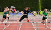 1 June 2019; Okwu Backar of Ashton, Co. Cork, competing in the Minor Girls 75m Hurdles event during the Irish Life Health All-Ireland Schools Track and Field Championships in Tullamore, Co Offaly. Photo by Sam Barnes/Sportsfile