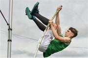 1 June 2019; Adam Nolan of Scoil Chonglais, Co. Wicklow, competing in the Junior Boys Pole Vault event during the Irish Life Health All-Ireland Schools Track and Field Championships in Tullamore, Co Offaly. Photo by Sam Barnes/Sportsfile